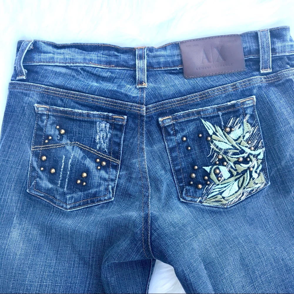Armani Exchange Jeans Sz 4 Embroidered Pockets